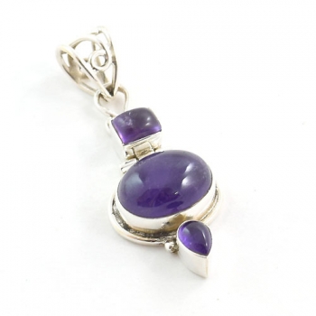 Best selling three stone purple amethyst sterling silver pendant